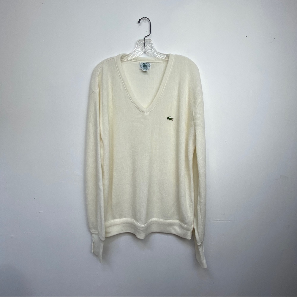 Lacoste Cream V-Neck Sweater